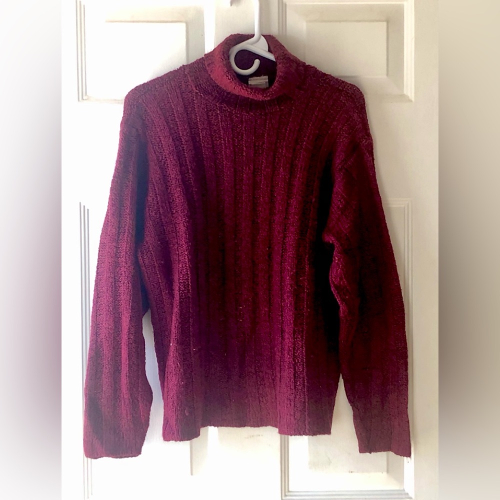 Fiorlini Burgundy Chunky Cable Knit Turtle Neck Turtleneck Sweater 18/20 Plus